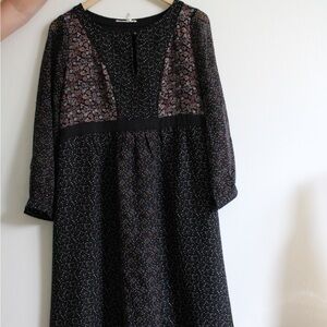 Anthropologie Floreat Womens Black Mixed Print Empire Waist
Peasant Dress Sz 8